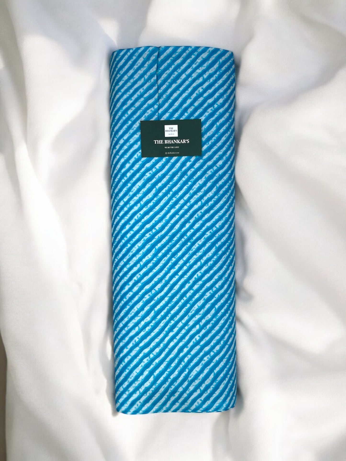 Turquoise Bandhej lahariya Bottom Print Top and Bottom Cotton Combo Set 2.5 Mtr Each