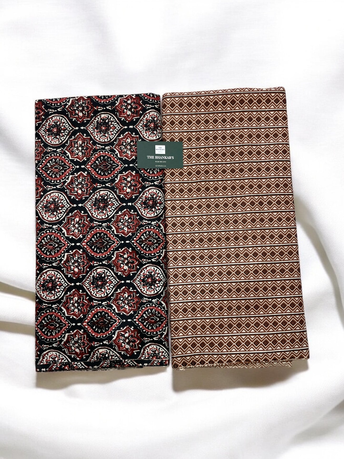 Black Ajrakh Top and Bottom Cotton Combo Set 2.5 Mtr Top 2.5 Mtr Bottom
