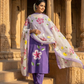 Baingani Hand Painted Cotton Suit With Hand Painted Chiffon Dupatta