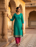 Beautiful Combination Top with Daman Border Print Top and Bottom Cotton Combo Set