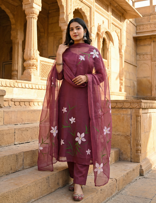Beautiful_Hand_Painted_Cotton_Suit_With_Hand_Painted_Chiffon_Dupatta_01