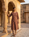 Beautiful Kalamkari Print Top and Bottom Cotton Combo Set
