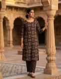 Brown figure Print Top and Bottom Cotton Combo Set 2.5 Mtr Each