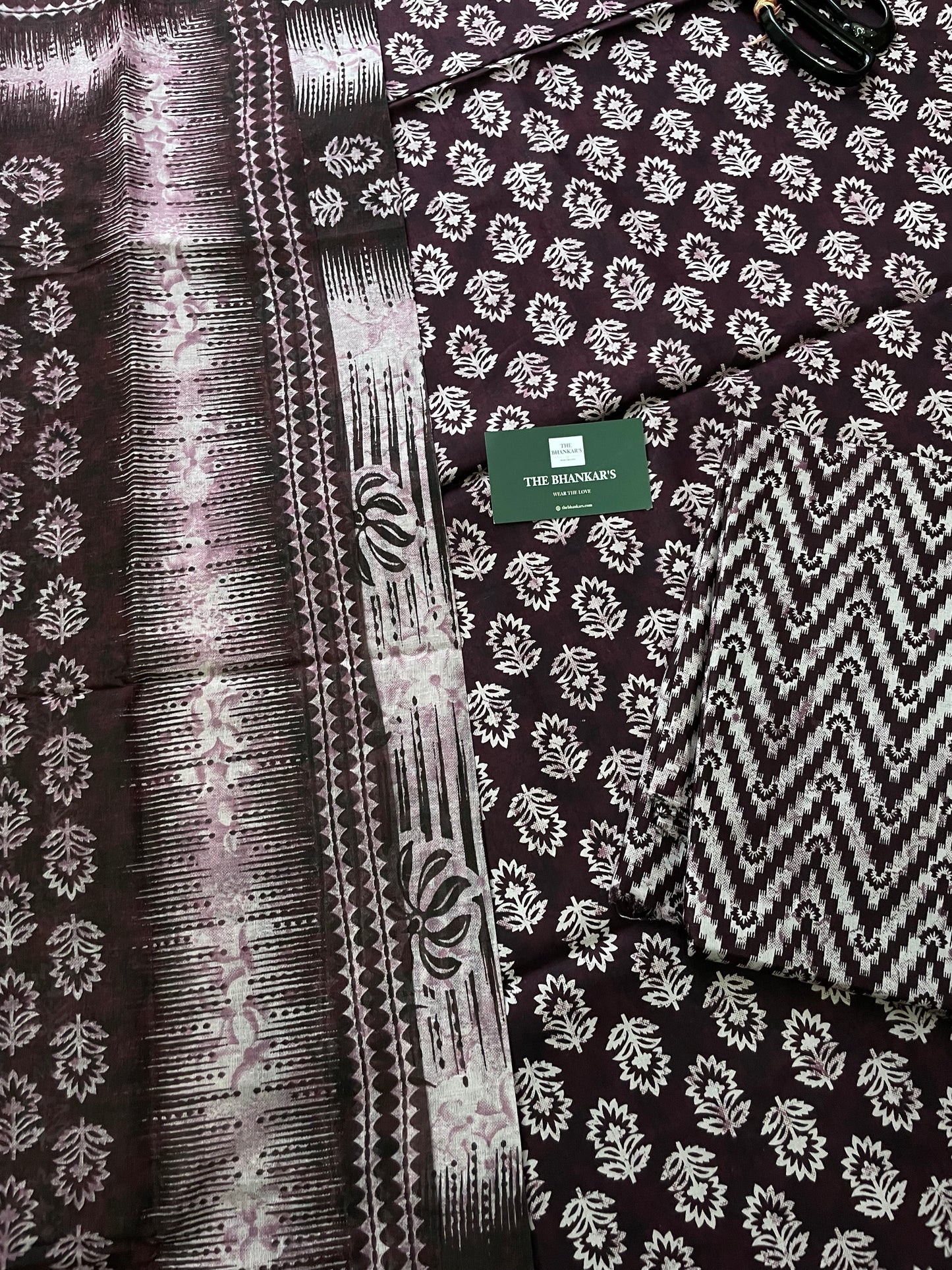 Small Buti Handblock Printed Cotton Suit With Mulmul Cotton Dupatta