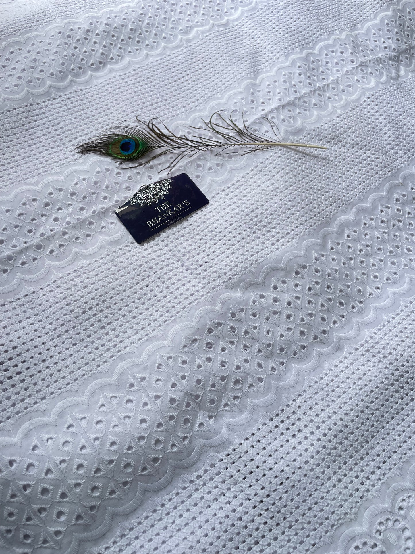 White Hokba Embroidery Fabric Soft and Smooth touch 2.5 mtrs cut