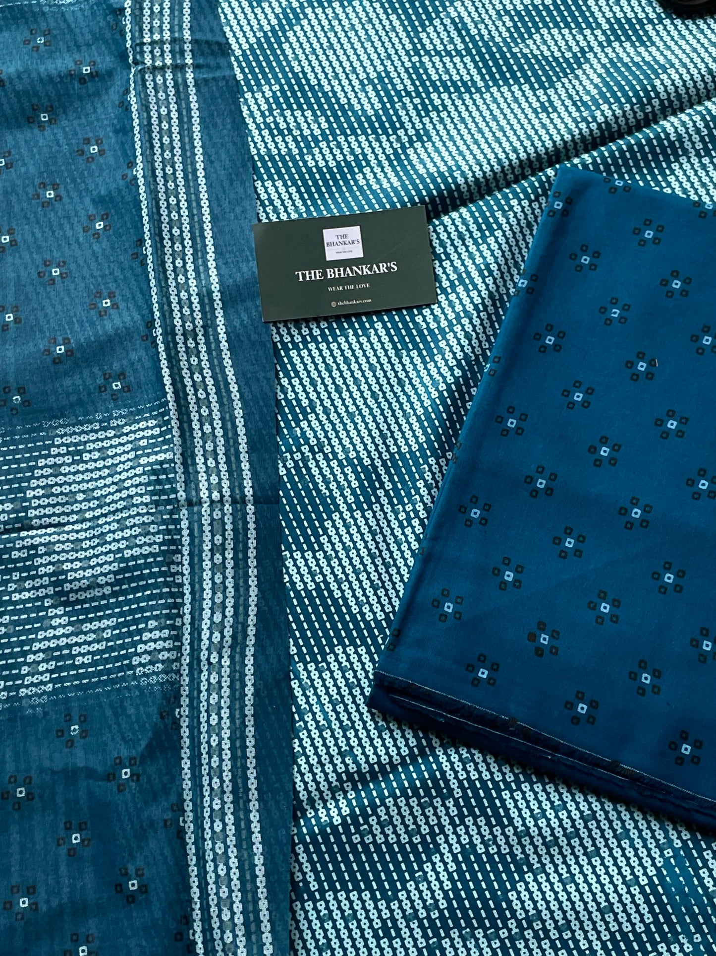 Sea Blue floral Beautiful Handblock Printed Cotton Suit With  Mulmul Cotton Dupatta