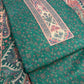 Green Panel Style Floral Printed Semi Pashmina Winter Suit Set