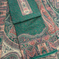 Green Panel Style Floral Printed Semi Pashmina Winter Suit Set