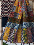 Ajrakh Dupatta suit With hand applique mirror work Ajarakh print Suit pcs with patch work and mirror work dupatta