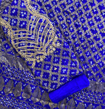 ROYAL BLUE GHATCHOLA BANDHANI BANARASI SILK FABRIC SUITS WITH BEAUTIFUL HAND GOTAPATTI WORK DUPATTA