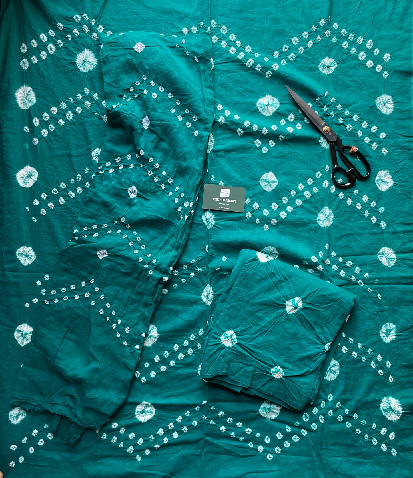 BANDHANI COTTON SUIT SET WITH MULMUL DUPATTA