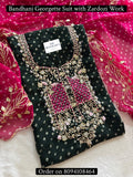 Wedding & Karwa Chouth Special Red Bandhej Georgette Suit with Heavy Hand Embroidery zardozi work | THE BHANKAR'S