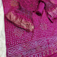 FALSA COLOUR BANDHANI PURE GAJJI SILK FABRIC SUITS WITH HEAVY ZARI RICH HAND PALLU DUPATTA