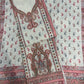 Off White Panel Style Floral Printed Semi Pashmina Winter Suit Set
