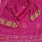 PINK/RANI BANDHANI  PURE GAJJI SILK FABRIC SUITS WITH HEAVY ZARI RICH HAND PALLU DUPATTA