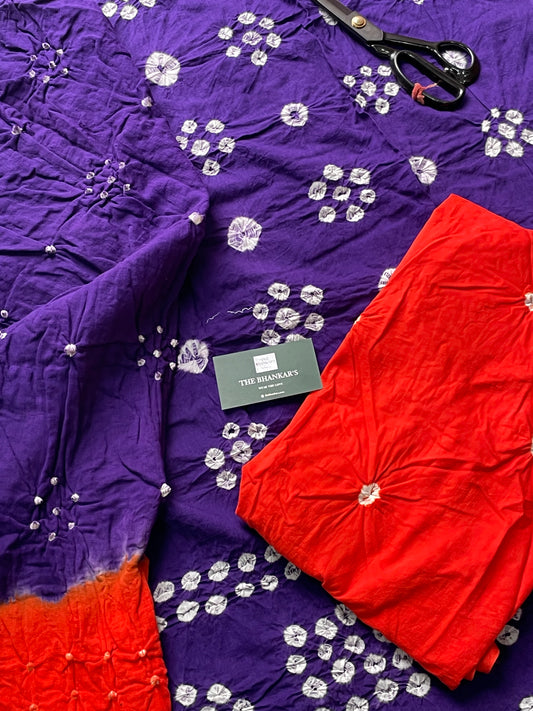 BANDHANI COTTON SUIT SET WITH MULMUL DUPATTA