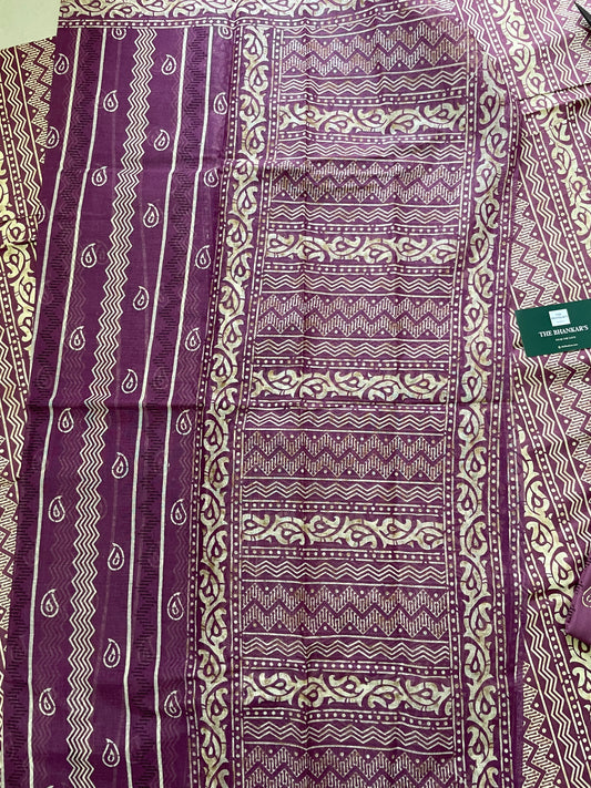 Beautiful Handblock Printed Cotton Suit With Mulmul Cotton Dupatta