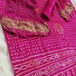 PINK/RANI BANDHANI  PURE GAJJI SILK FABRIC SUITS WITH HEAVY ZARI RICH HAND PALLU DUPATTA