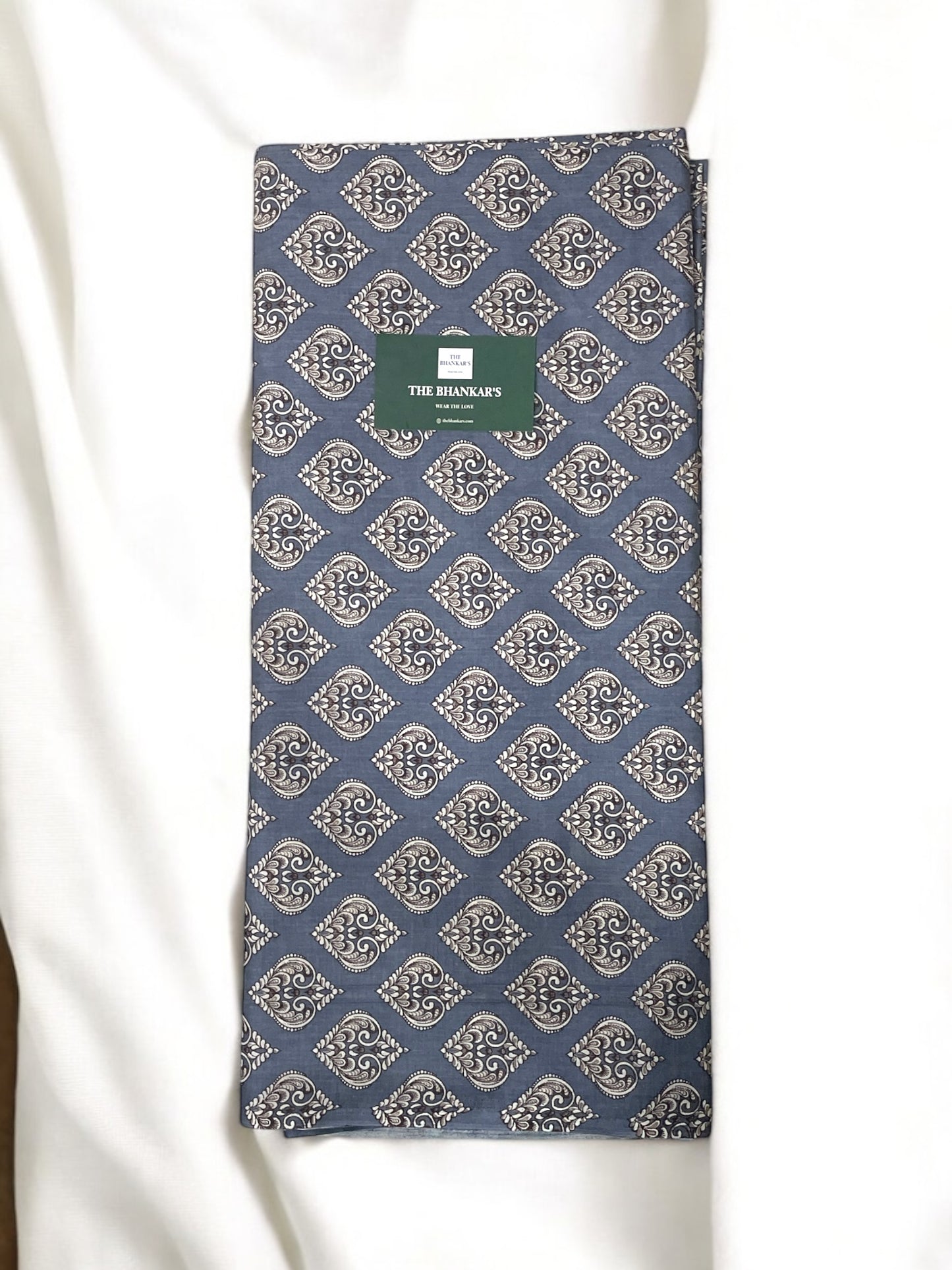 Grey Colour Floral Print Top and Bottom Cotton Fabric Combo Set 2.5 Mtr Top and 2.5 mtr Bottom