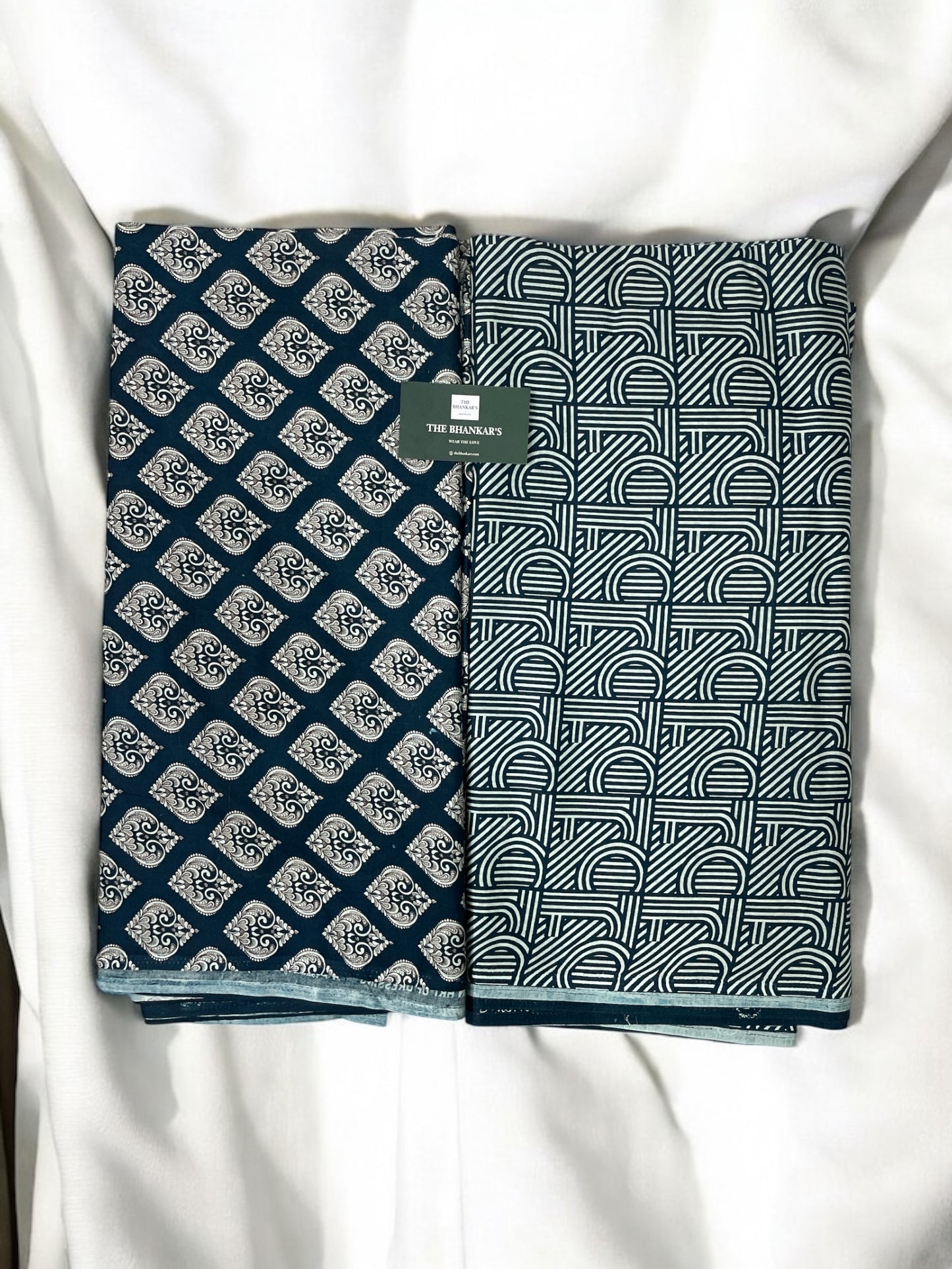 Teal Colour Floral Print Top and Bottom Cotton Fabric Combo Set 2.5 Mtr Top and 2.5 mtr Bottom