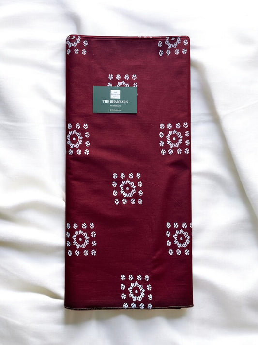 Maroon Batik Print Top and Bottom Cotton Combo Set Fabric 2.5 Mtr Top 2.5 Mtr Bottom
