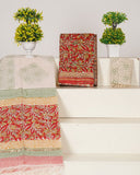 Handblock Print Pure Chanderi Silk Unstitched Suit Set – Handwoven Zari Border | The Bhankar’s