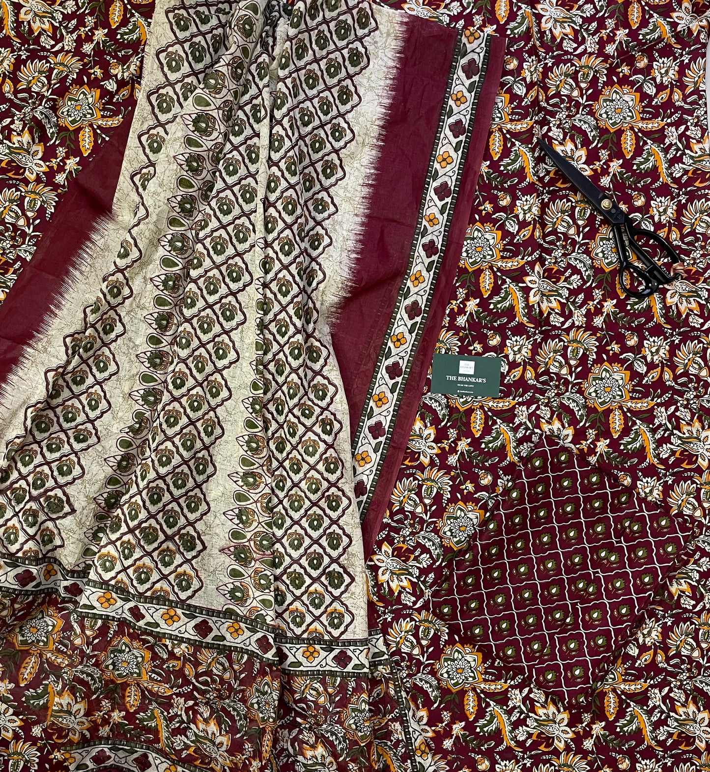 Kalamkari Handblock Printed Cotton Suit With Mulmul Cotton Dupatta
