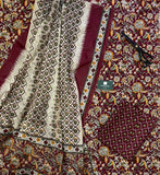 Kalamkari Handblock Printed Cotton Suit With Mulmul Cotton Dupatta