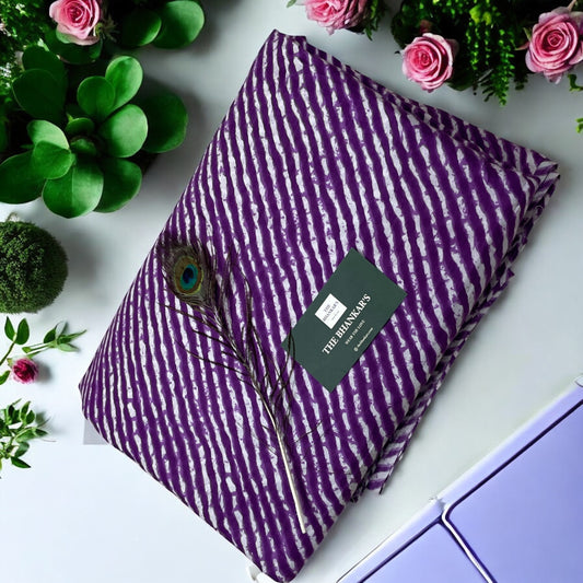 Purple Lahariya Print Cotton Fabric