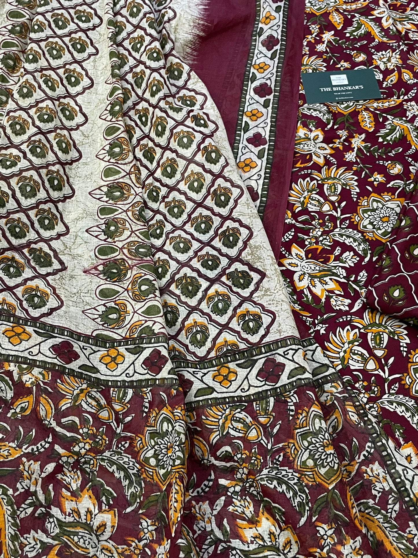 Kalamkari Handblock Printed Cotton Suit With Mulmul Cotton Dupatta