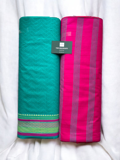 Beautiful Combination Top with Daman Border Print Top and Bottom Cotton Combo Set Fabric 2.5 Mtr Top 2.5 Mtr Bottom