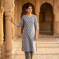 Grey Colour Small Buti Print Top and Bottom Cotton Combo Set 2.5 Mtr Each