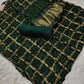 GREEN BANDHANI GHARCHOLE CHECKS PURE GAJJI SILK FABRIC SUITS WITH HEAVY ZARI RICH HAND PALLU DUPATTA