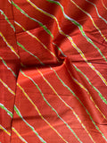 Orange Multicoloured Lahariya Print Cotton Fabric