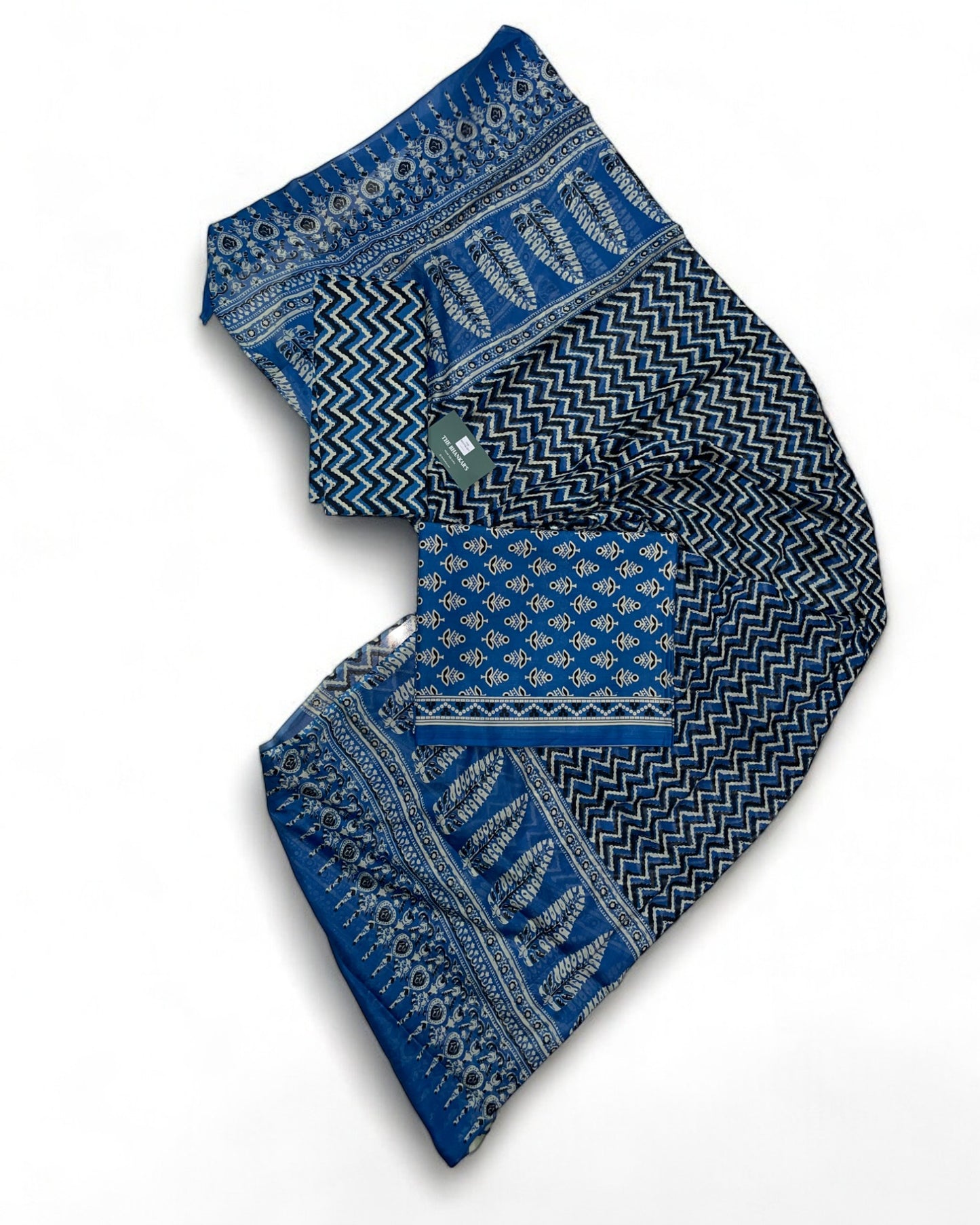 Hand Block Printed Cotton Suit With Mulmul Cotton Dupatta