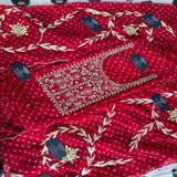 Wedding & Karwa Chouth Special Red Bandhani Georgette Suit with Heavy Hand Embroidery zardozi work | THE BHANKAR'S