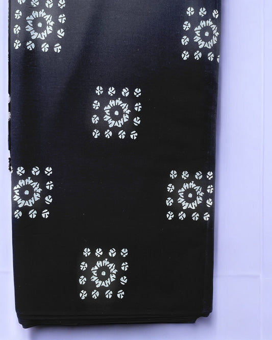 Black Colour stripred Top and Floral Bottom Cotton Combo Set 2.5 Mtr TOP 2.5 MTR BOTTOM