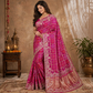 Rani Pink Pure Gaji Silk Bandhani Ghatchola Saree with Heavy Gotapatti Work