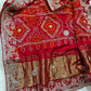 Maroon Red Pure Gaji Silk Bandhani Ghatchola Saree with Heavy Gotapatti Work