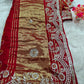 Maroon Red Pure Gaji Silk Bandhani Ghatchola Saree with Heavy Gotapatti Work