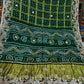Bottle Green Pure Gaji Silk Bandhani Ghatchola Saree with Heavy Gotapatti Work