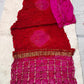 Pink & Red Pure Gaji Silk Bandhani Ghatchola Saree with Heavy Pallu