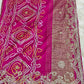 Rani Pink Pure Gaji Silk Bandhani Ghatchola Saree with Heavy Gotapatti Work