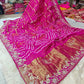 Rani Pink Pure Gaji Silk Bandhani Ghatchola Saree with Heavy Gotapatti Work