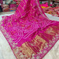 Rani Pink Pure Gaji Silk Bandhani Ghatchola Saree with Heavy Gotapatti Work