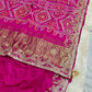 Rani Pink Pure Gaji Silk Bandhani Ghatchola Saree with Heavy Gotapatti Work