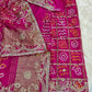 Rani Pink Pure Gaji Silk Bandhani Ghatchola Saree with Heavy Gotapatti Work