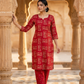 Red Color Figure Print Combo Set