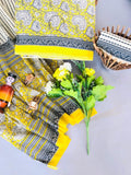 Hand Block Printed Cotton Suit With Mulmul Cotton Dupatta
