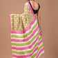 Kids Lion Handblock Printed Cotton Mulmul Saree with Blouse Piece